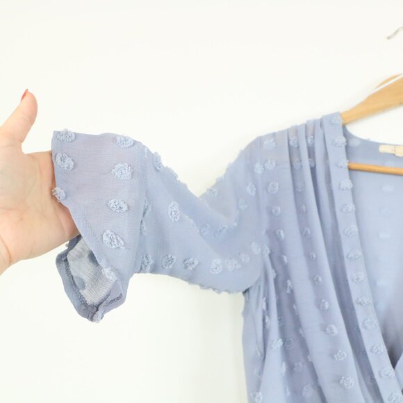 *Laffaire Blue Deep V Neck Blouse - Picture 5 of 7